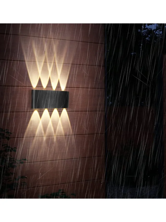 2er-Set Wandleuchte LED in schwarz Modern warmweiß 7W IP65 Up Down L 22cm