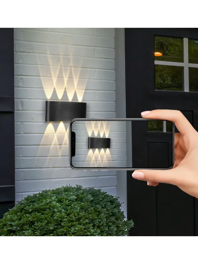 2er-Set Wandleuchte LED in schwarz Modern warmweiß 7W IP65 Up Down L 22cm