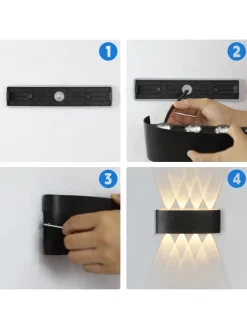 2er-Set Wandleuchte LED in schwarz Modern warmweiß 7W IP65 Up Down L 22cm