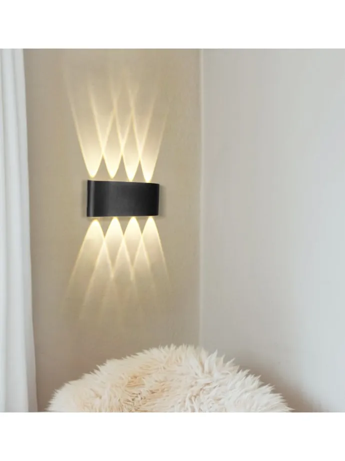 2er-Set Wandleuchte LED in schwarz Modern warmweiß 7W IP65 Up Down L 22cm