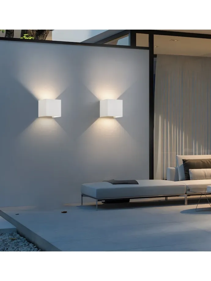 4er-Set Wandleuchte LED 5W in weiß modern 3000K warmweiß IP65