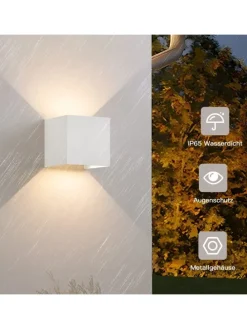 4er-Set Wandleuchte LED 5W in weiß modern 3000K warmweiß IP65