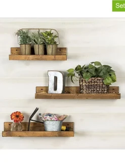 3er-Set: Wandregale in Braun
