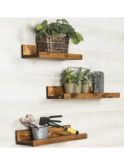 3er-Set: Wandregale in Braun