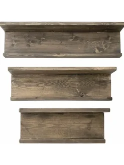 3er-Set: Wandregale in Braun