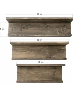 3er-Set: Wandregale in Braun