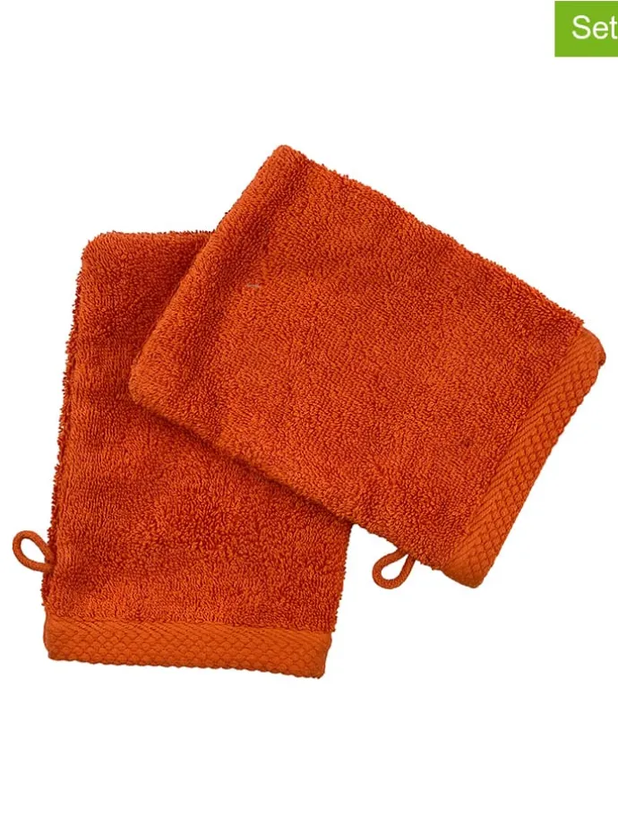 2er-Set: Waschhandschuhe ''Epo'' in Orange