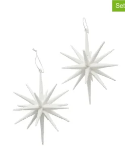 2er-Set: Weihnachtsanhänger "Tove" in Weiß - Ø 15 cm