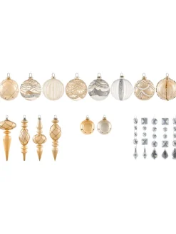 35er-Set Weihnachtsbaumkugeln BLING in Gold/Silber/Transparent