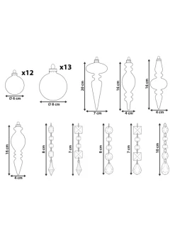 35er-Set Weihnachtsbaumkugeln BLING in Gold/Silber/Transparent