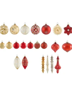 50er-Set Weihnachtsbaumkugeln SPARKLE in Rot/Gold