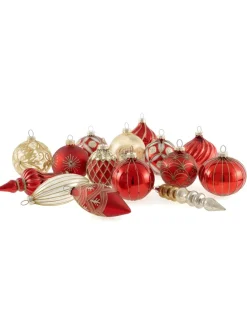 50er-Set Weihnachtsbaumkugeln SPARKLE in Rot/Gold