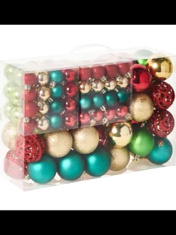 100er-Set Weihnachtsbaumkugeln VANERN in Bunt/Gold