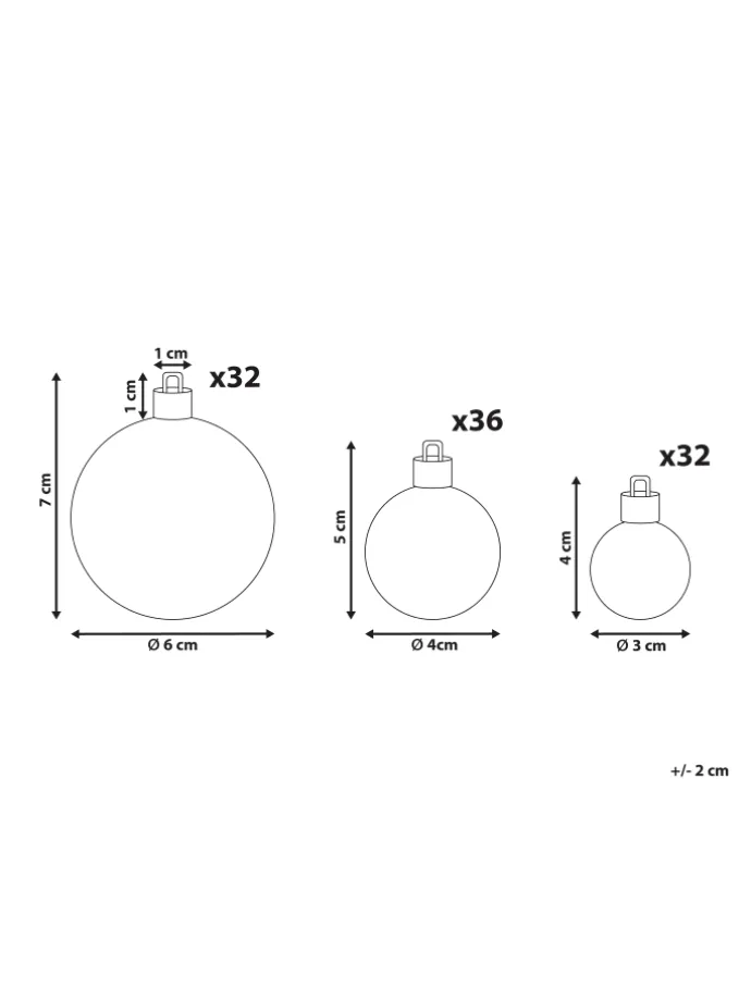 100er-Set Weihnachtsbaumkugeln VANERN in Bunt/Gold