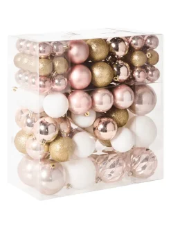 114er-Set Weihnachtsbaumkugeln GJENDE in Rosa/Gold