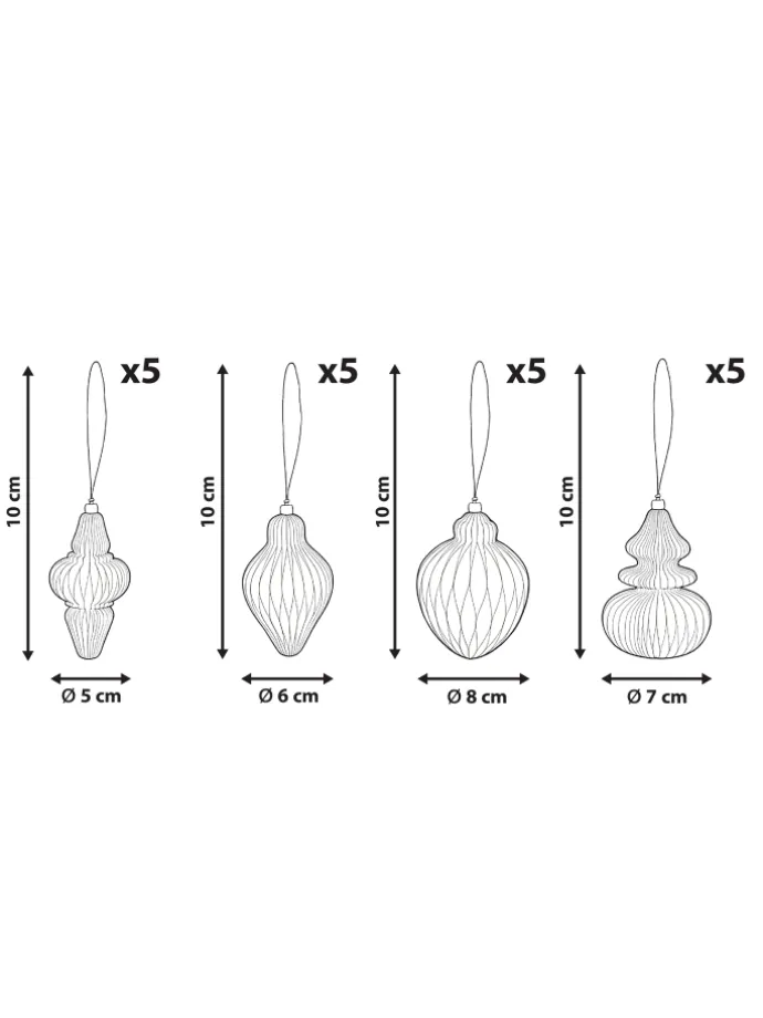 20er-Set Weihnachtsbaumkugeln ALTAELVA in Beige