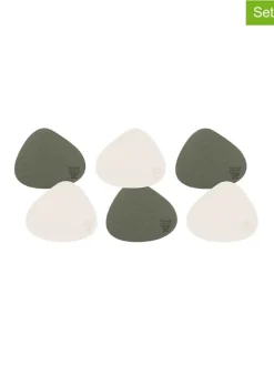 6er-Set: Wende-Untersetzer in Creme/ Grün - (L)13 x (B)11 cm