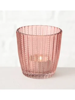 4er-Set: Windlichter "Marilu" in Rosa/ Pink/ Lila - (H)7,5 x Ø 7,5 cm