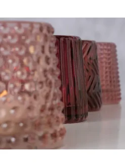 4er-Set: Windlichter ''Sabena'' in Rot/ Rosa - (H)7 cm