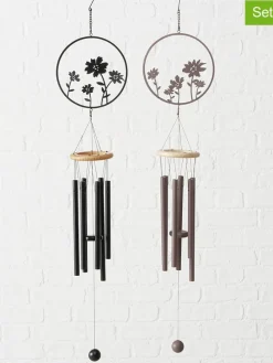 2er-Set: Windspiele "Esra" in Schwarz - (L)47 cm