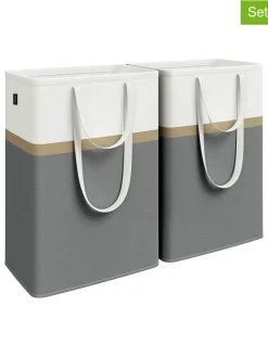 2er-Set: Wäschekörbe in Dunkelgrau/ Weiß - (B)40 x (H)65 x (T)30 cm