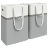 2er-Set: Wäschekörbe in Grau/ Weiß - (B)40 x (H)65 x (T)30 cm