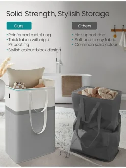 2er-Set: Wäschekörbe in Grau/ Weiß - (B)40 x (H)65 x (T)30 cm