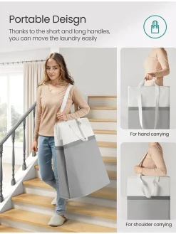 2er-Set: Wäschekörbe in Grau/ Weiß - (B)40 x (H)65 x (T)30 cm