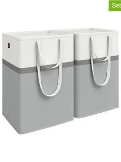 2er-Set: Wäschekörbe in Grau/ Weiß - (B)45 x (H)65 x (T)40 cm