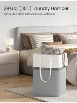 2er-Set: Wäschekörbe in Grau/ Weiß - (B)45 x (H)65 x (T)40 cm