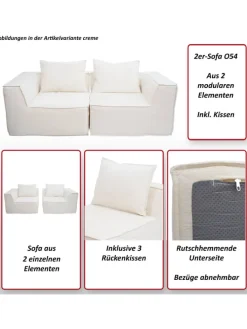 2er-Sofa O54, Creme