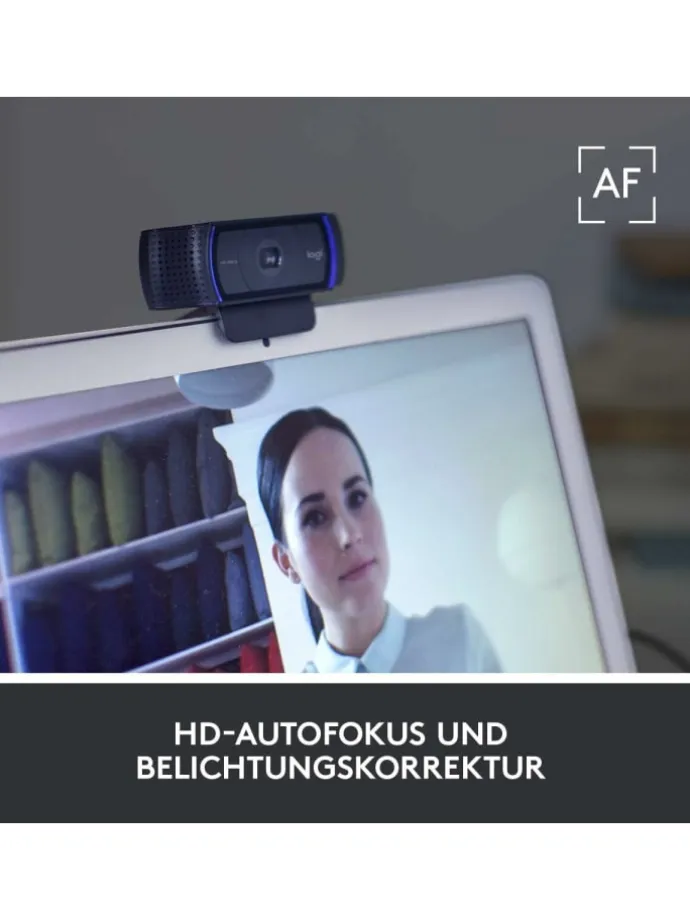Erstklassige Webcam C920 mit 1080p Full-HD - gestochen in Schwarz