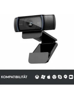 Erstklassige Webcam C920 mit 1080p Full-HD - gestochen in Schwarz