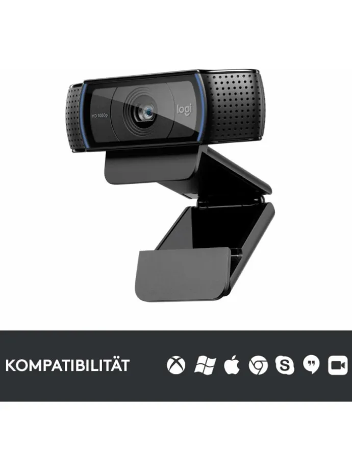 Erstklassige Webcam C920 mit 1080p Full-HD - gestochen in Schwarz