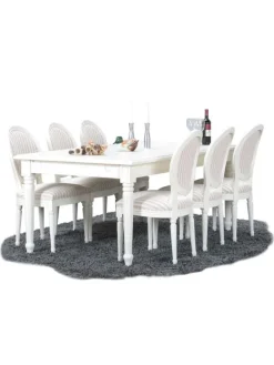 Essgruppe Amaretta (7-teilig) Weiß/Beige 180 x 100 cm