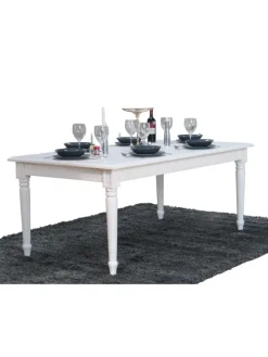 Essgruppe Amaretta (7-teilig) Weiß/Beige 180 x 100 cm