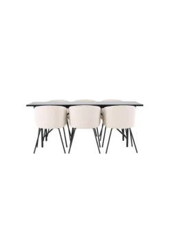 Essgruppe Astrid 9 (7-teilig) Schwarz 90 x 200 cm