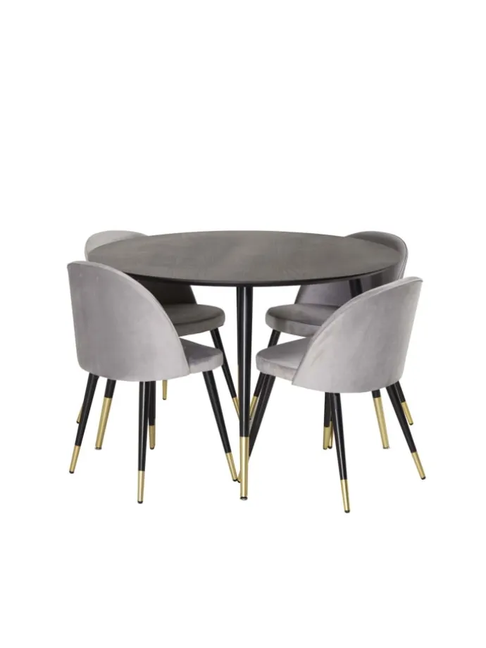 Essgruppe Dipp 2 (5-teilig) Schwarz 115 x 115 cm