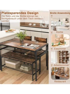 Esstisch 4 tlg. Set in Braun