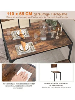 Esstisch 4 tlg. Set in Braun