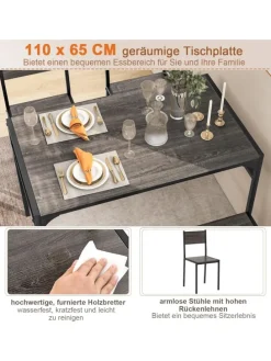 Esstisch 4 tlg. Set in Grau