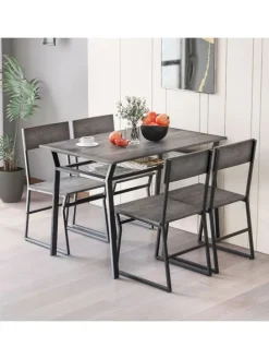 Esstisch Set 5-teilig in Grau