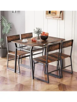 Esstisch Set 5-teilig in Taupe