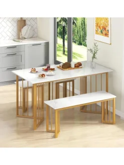 Esstisch Set 4-teilig in Weiß