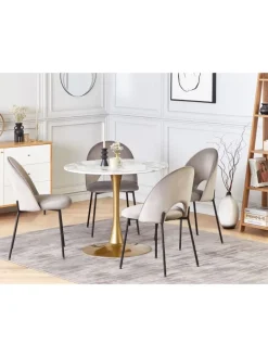 Esszimmertisch BOCA in Weiß/Gold - (W) 90 x (H) 74 x (L) 90 cm