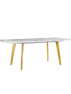 Esszimmertisch MOSBY in Weiß/Gold - (W) 90 x (H) 77 x (L) 160 cm