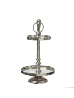 Etagere Aluminium 3 stöckige Servierplatte Dekoetagere H: 34cm in silber
