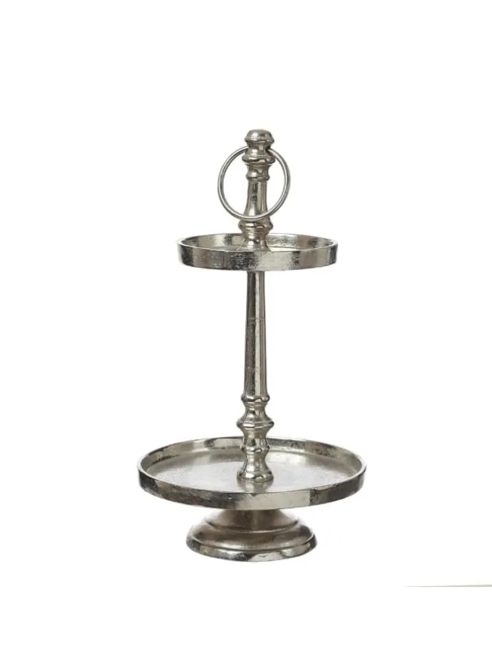 Etagere Aluminium 3 stöckige Servierplatte Dekoetagere H: 34cm in silber