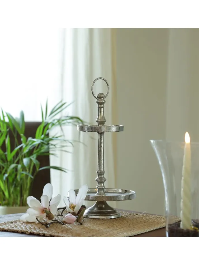 Etagere Aluminium 3 stöckige Servierplatte Dekoetagere H: 34cm in silber