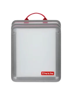 Faltbare Heftbox, DIN-A4-Format in Grau / Transparent